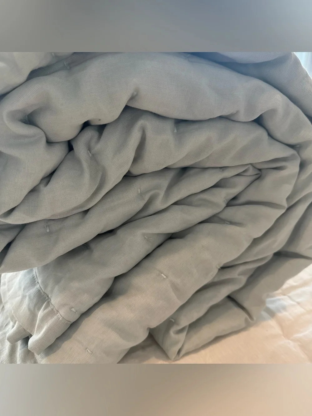 New Quince European Linen Dream Quilt King/CalKing MSRP $184 - Mist No Shams